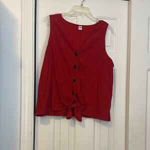 Old Navy Red Button-Front Tie Tank